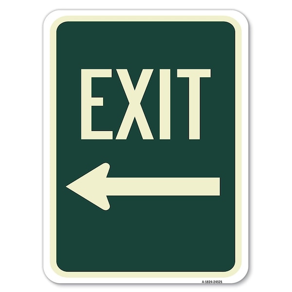 Exit with Left Arrow Heavy-Gauge Aluminum Rust Proof Parking Sign, 18" H, 24" L, A-1824-24521
